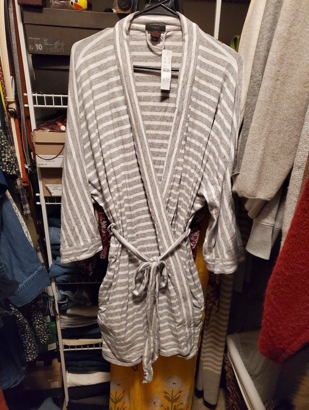 J. Crew Gray and White Robe